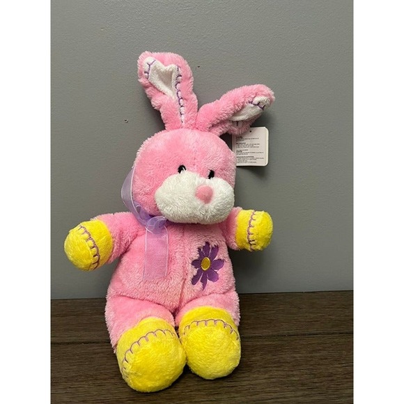 RARE Vintage (2011) Dan Dee Pink Plush Bunny Purple Flowers (NWT) - Picture 1 of 4